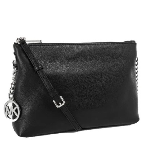 Michael Kors Handbags - Michael Kors Chain Jet Set Messenger Bag Black Leather